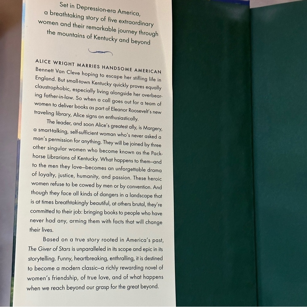 The Giver of Stars by Jojo Moyes | Historical Fiction, Romance | Hardcover Book - Picture 6 of 6